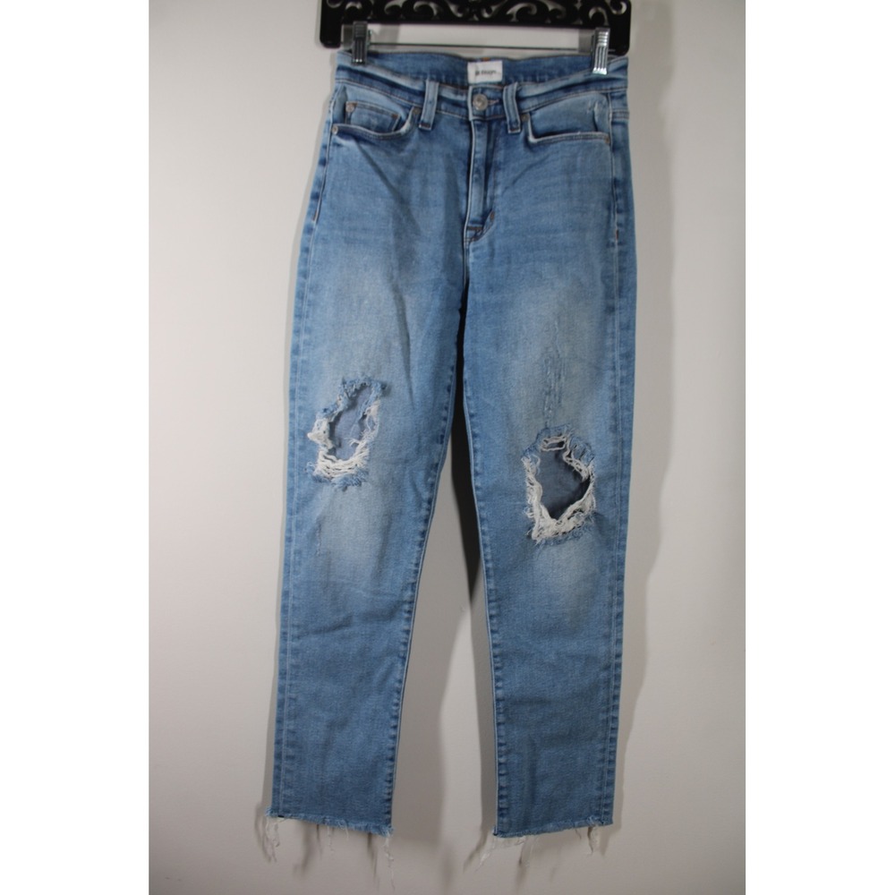 Hudson Size 25 Blue Jeans Zoey High Rise Straight Crop Distressed WHCR261DWG
